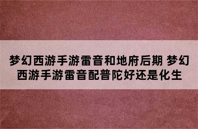 梦幻西游手游雷音和地府后期 梦幻西游手游雷音配普陀好还是化生